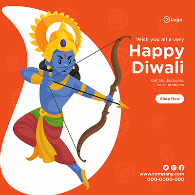 Wish you a very happy Diwali festival banner design