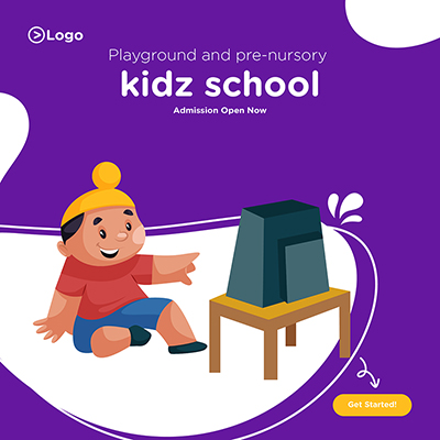 Banner design of kids school admission open now Banner design of kids school admission open now