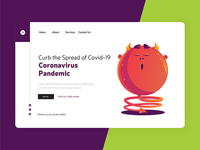 Coronavirus pandemic design on landing page