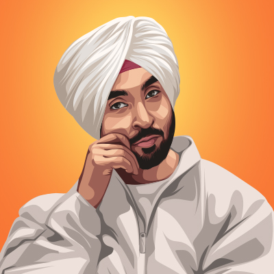 Diljit Dosanjh Indian Playback Singer and Actor Vector Illustration