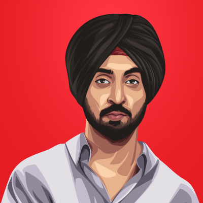 Diljit Dosanjh Indian Singer, Actor Vector Portrait Illustration