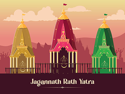 Jagannath rath yatra Hindu festival with banner