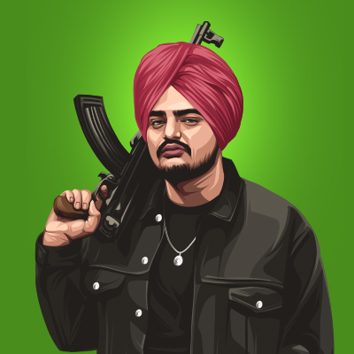 Sidhu Moose Wala Indian Singer, Lyricist & Rapper Vector Illustration