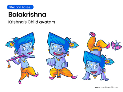 Balakrishna- Krishna’s Child Avatars Vector Bundle