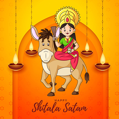 Banner template design for happy Shitala Satam