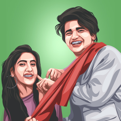Bhavin & Sameeksha Sud Indian Actress & Musical Artist Vector Illustration
