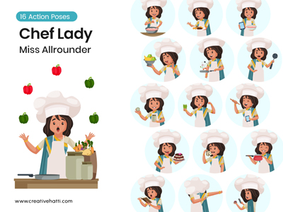 Chef Lady – Miss All rounder Character Vector Bundle