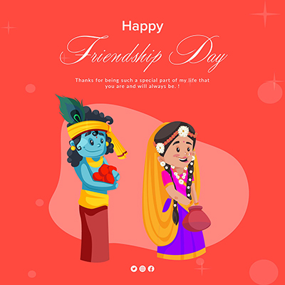 Flat template banner design of happy friendship day