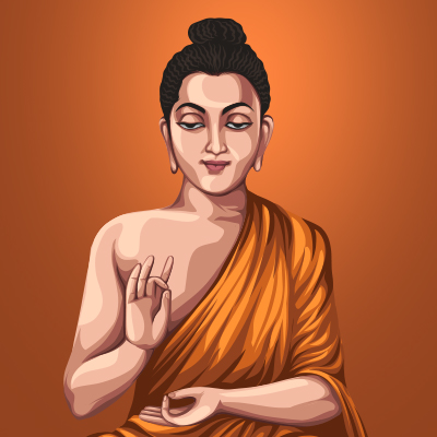 Gautama Buddha Philosopher, Mendicant Vector Illustration