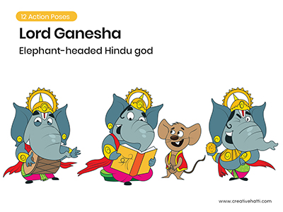 Lord Ganesha- Elephant-Headed Hindu God Vector Bundle