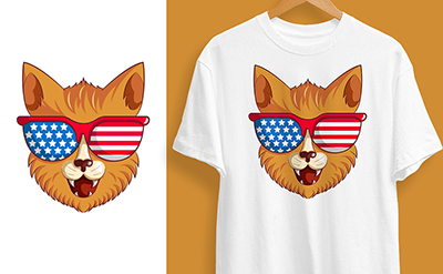 US cat face t-shirt design illustration
