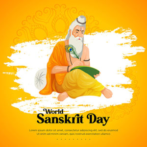 World sanskrit day celebration template banner design 3 small