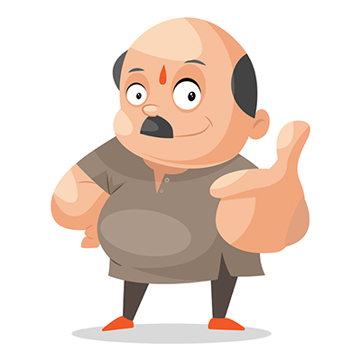 Cartoon character of a shopkeeper showing thumbs up Cartoon character of a shopkeeper showing thumbs up