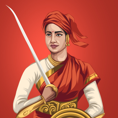 Rani Of Jhansi Lakshmibai Vector Portrait Illustration Rani Of Jhansi Lakshmibai Vector Portrait Illustration
