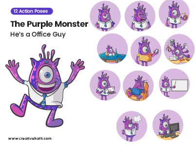 The Purple Monster- He’s an Office Guy Vector Bundle