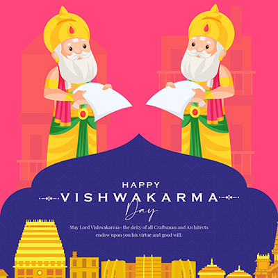 Banner template with happy Vishwakarma day