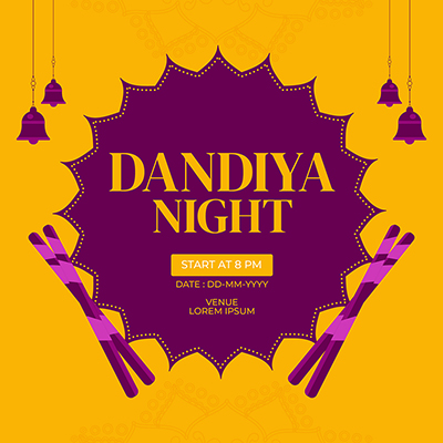 Dandiya night illustration on a template