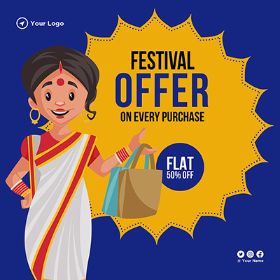Festival offer on every purchase banner template
