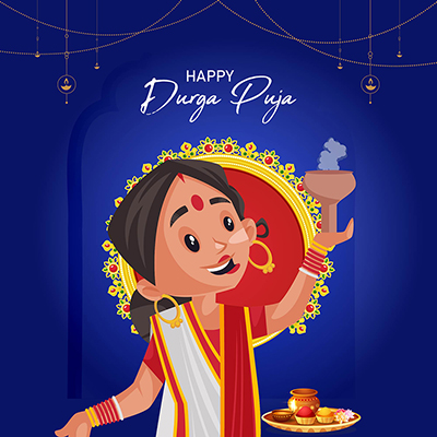 Happy Durga puja flat template banner Happy Durga puja flat template banner