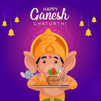 Happy Ganesh Chaturthi illustration banner design