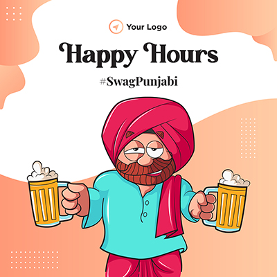 Happy hours swag Punjabi banner template