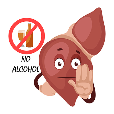 Liver illustration is saying no to alcohol