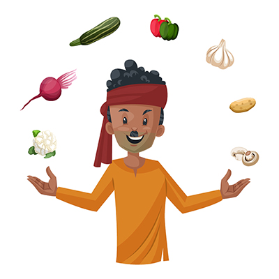 Vegetable seller is with vegetables