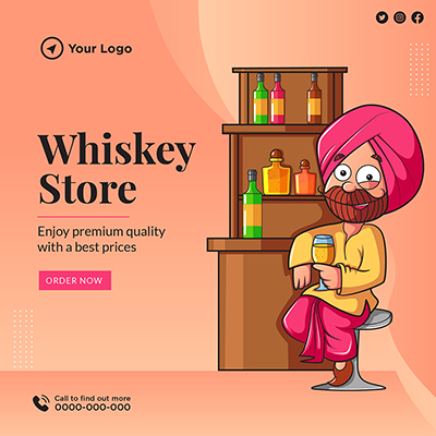 Whiskey store banner design template