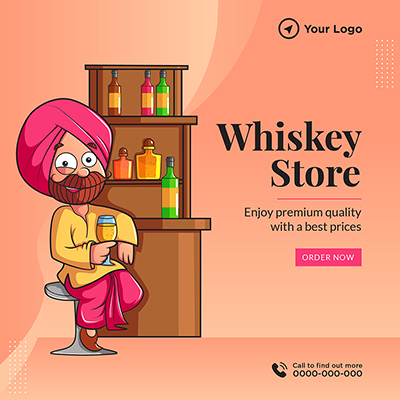 Whiskey store banner template design