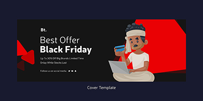Black friday flat design in coverpage template