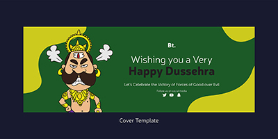 Cover template design of happy dussehra festival