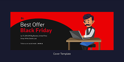 Flat design black friday sale offers on the cover page template