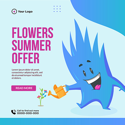 Flowers summer offer banner template