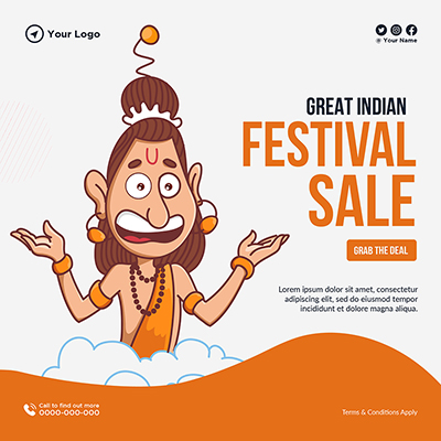 Great Indian festival sale on banner template