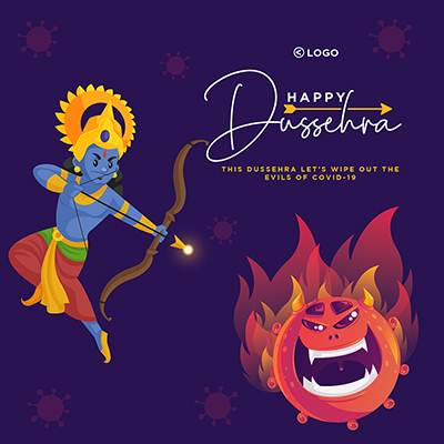 Happy Dussehra on the creative template design banner