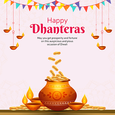 Happy dhanteras festival on a template banner