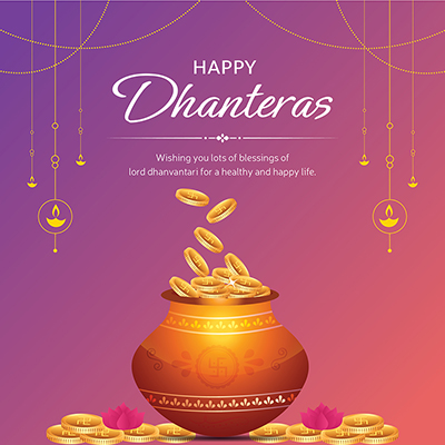 Happy dhanteras festival on the banner template