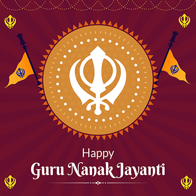 Happy guru nanak jayanti with a banner template