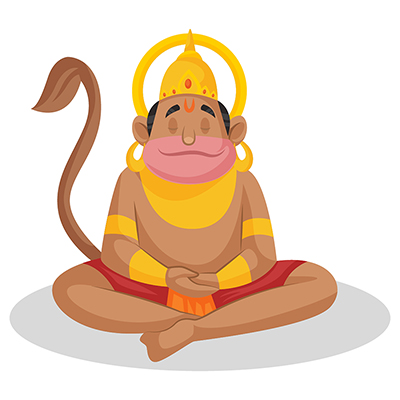 Lord Hanuman is doing meditation