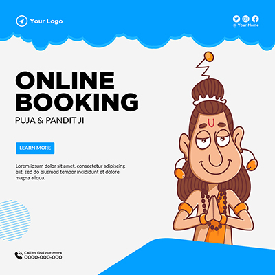 Template banner of online booking for puja and pandit ji