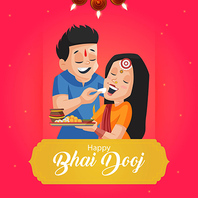 Happy bhai dooj event on the flat banner design