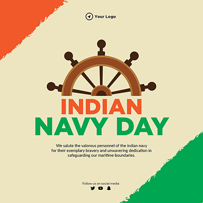 Indian navy day flat template design banner