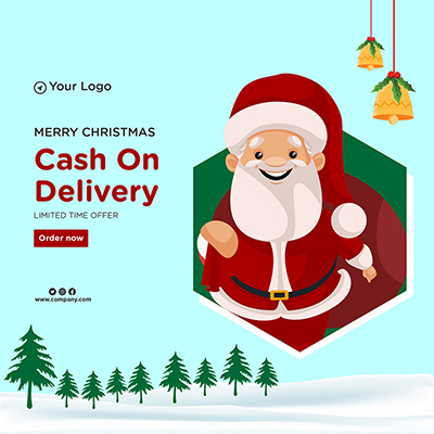 Merry christmas cash on delivery template banner
