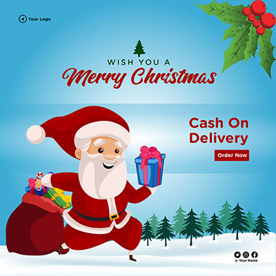 Merry christmas cash on delivery template design
