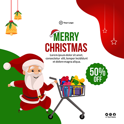 Merry christmas sale off on banner template
