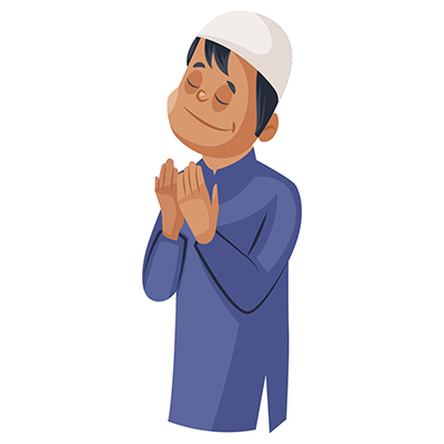 Muslim man is happy and praying to God