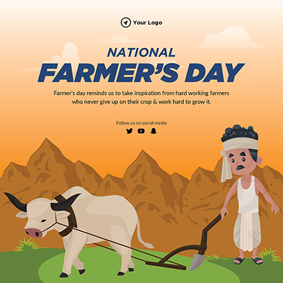 National farmers day with a flat template banner National farmers day with a flat template banner