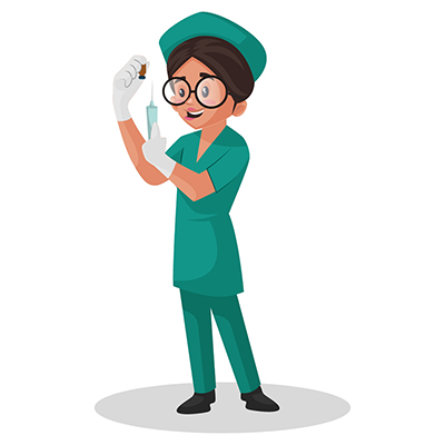 Nurse is holding an injection and medicine bottle in hands Nurse is holding an injection and medicine bottle in hands