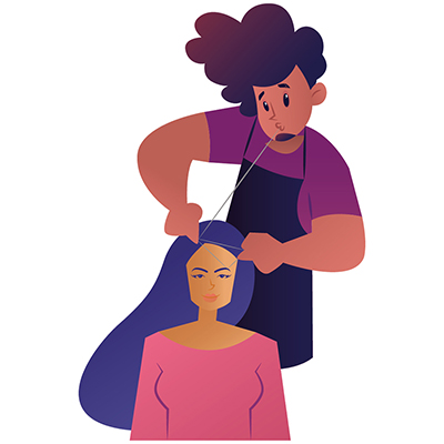 Salon man is doing threading on the girl’s eyebrows
