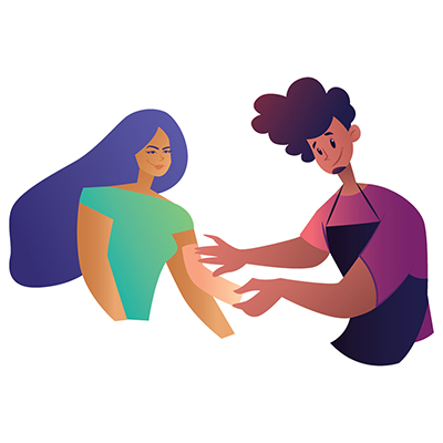 Salon man is doing waxing of the girl’s arm
